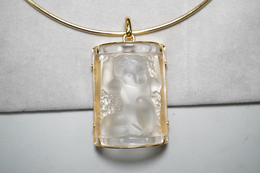 A Lalique Enfants pendant necklace, cased